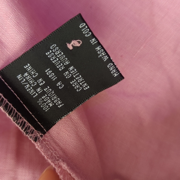 3/50$ 100% Linen Shirt Pink Button Up Size Medium - Picture 6 of 7
